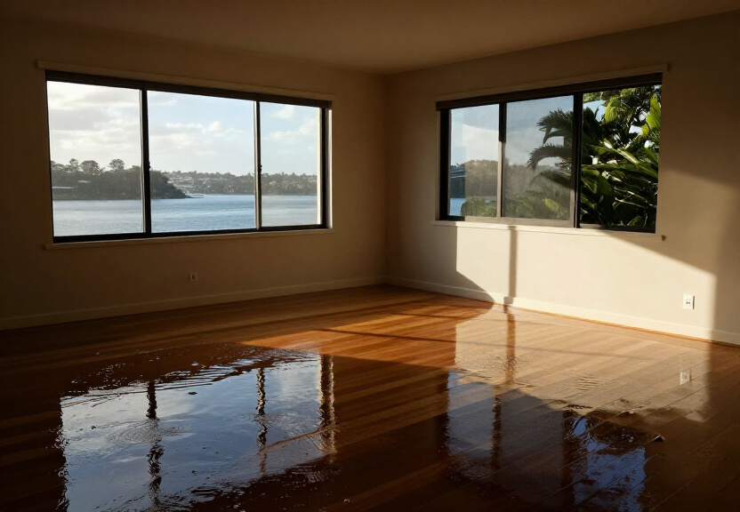 Sewage backup in a Naremburn bathroom before cleanup